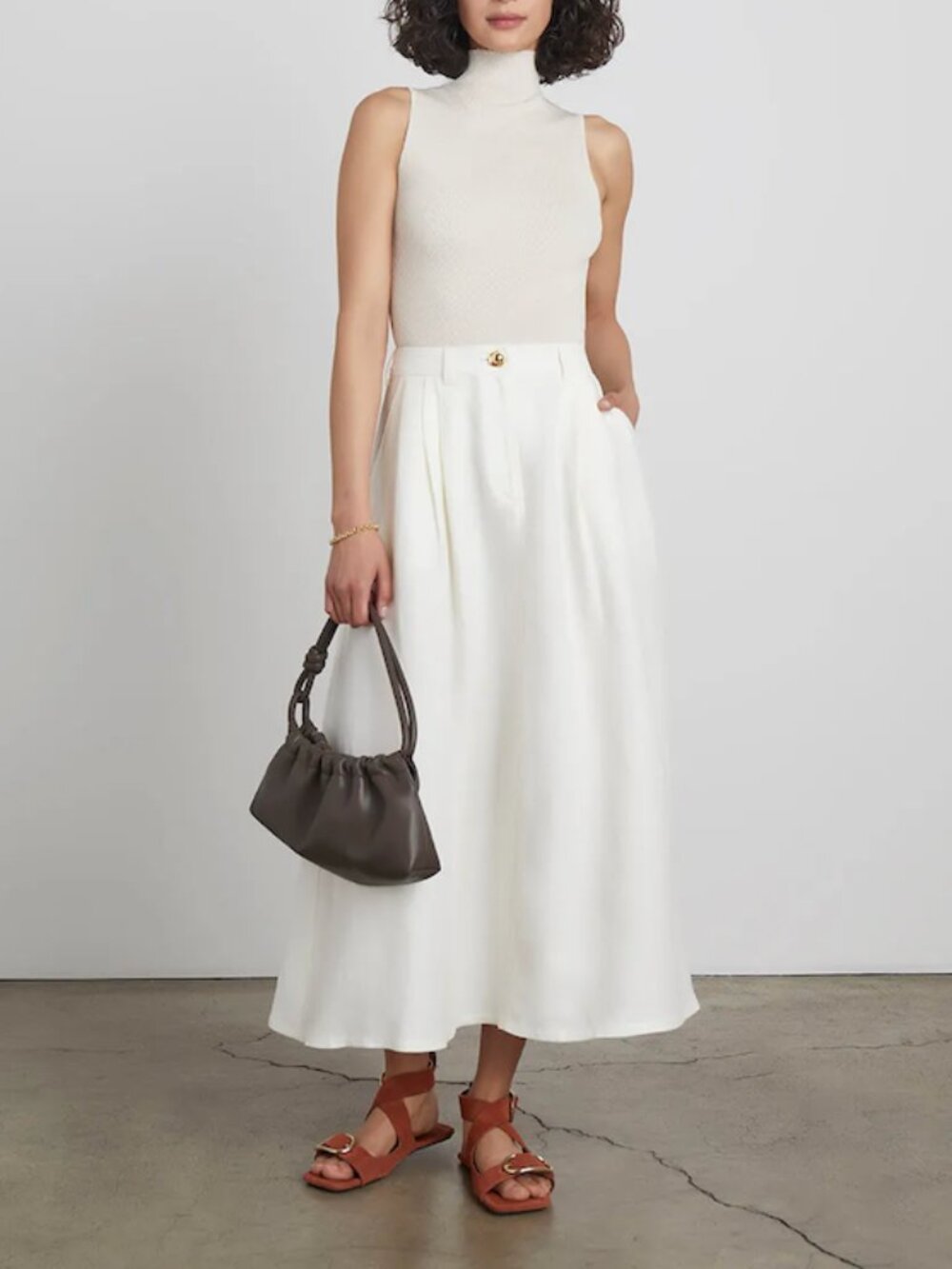 BRAND NEW Who What Wear Ivory Canvas Maxi Skirt in Small